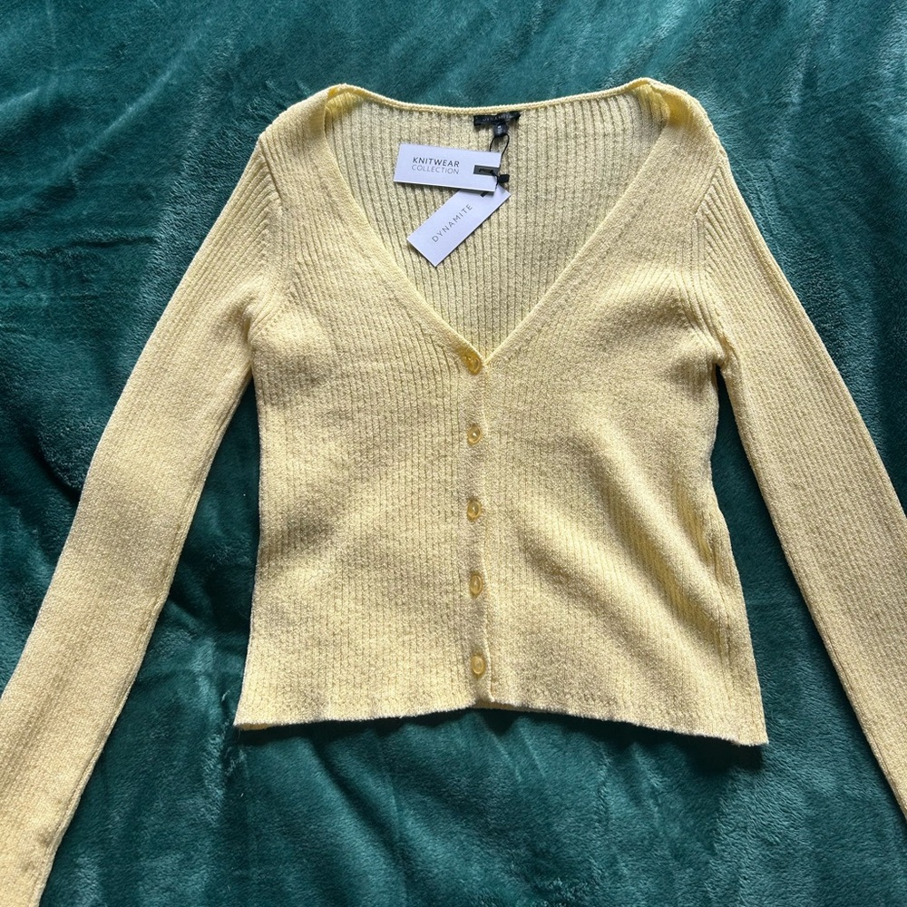 NWT Dynamite Yellow V-neck Cardigan